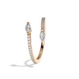Bague toi et moi diamant navette platine - Vivante pavée