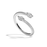 Bague toi et moi diamant navette platine - Vivante pavée