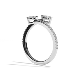 Bague toi et moi diamant navette platine - Vivante pavée