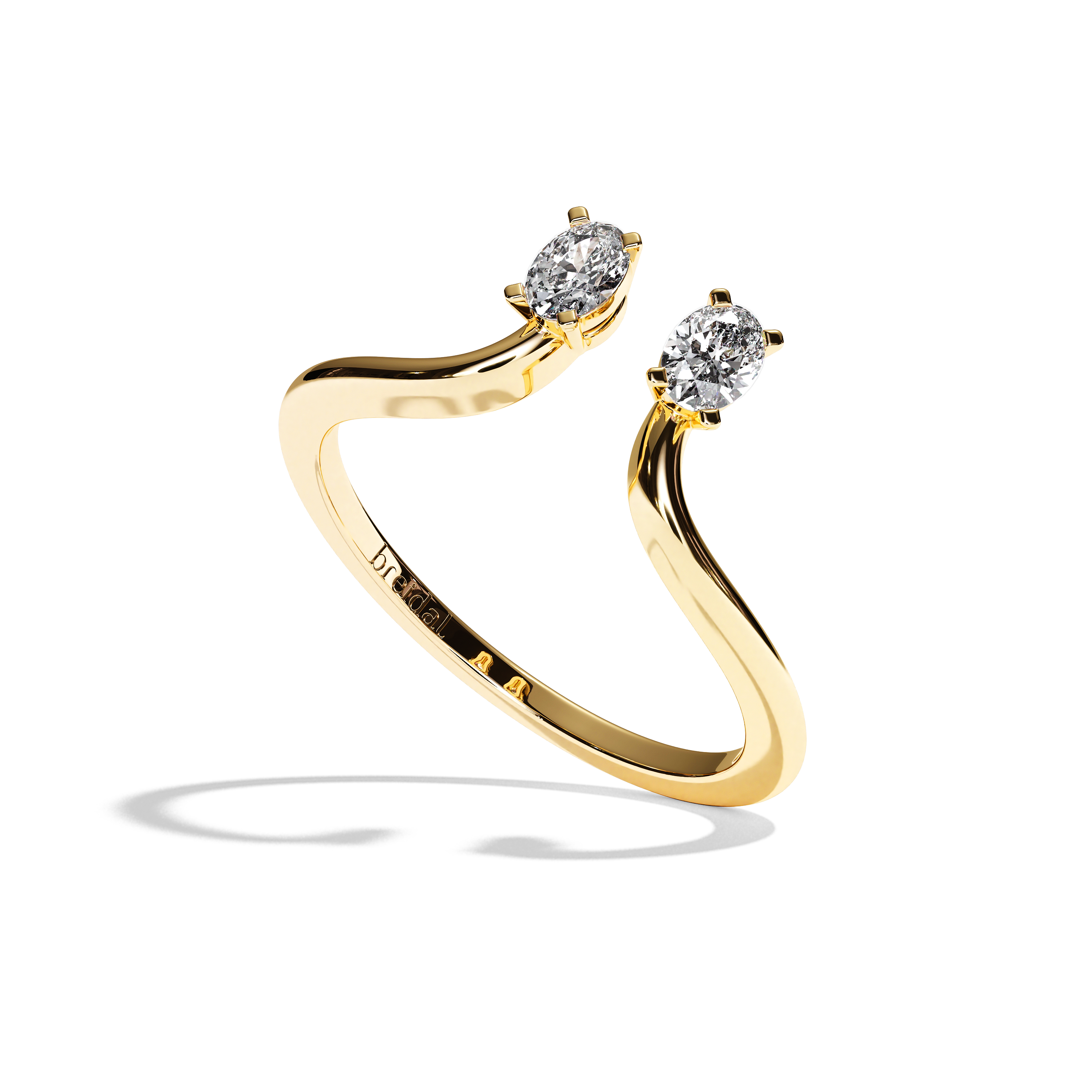 Bague toi et moi diamant ovale or blanc - Sereine