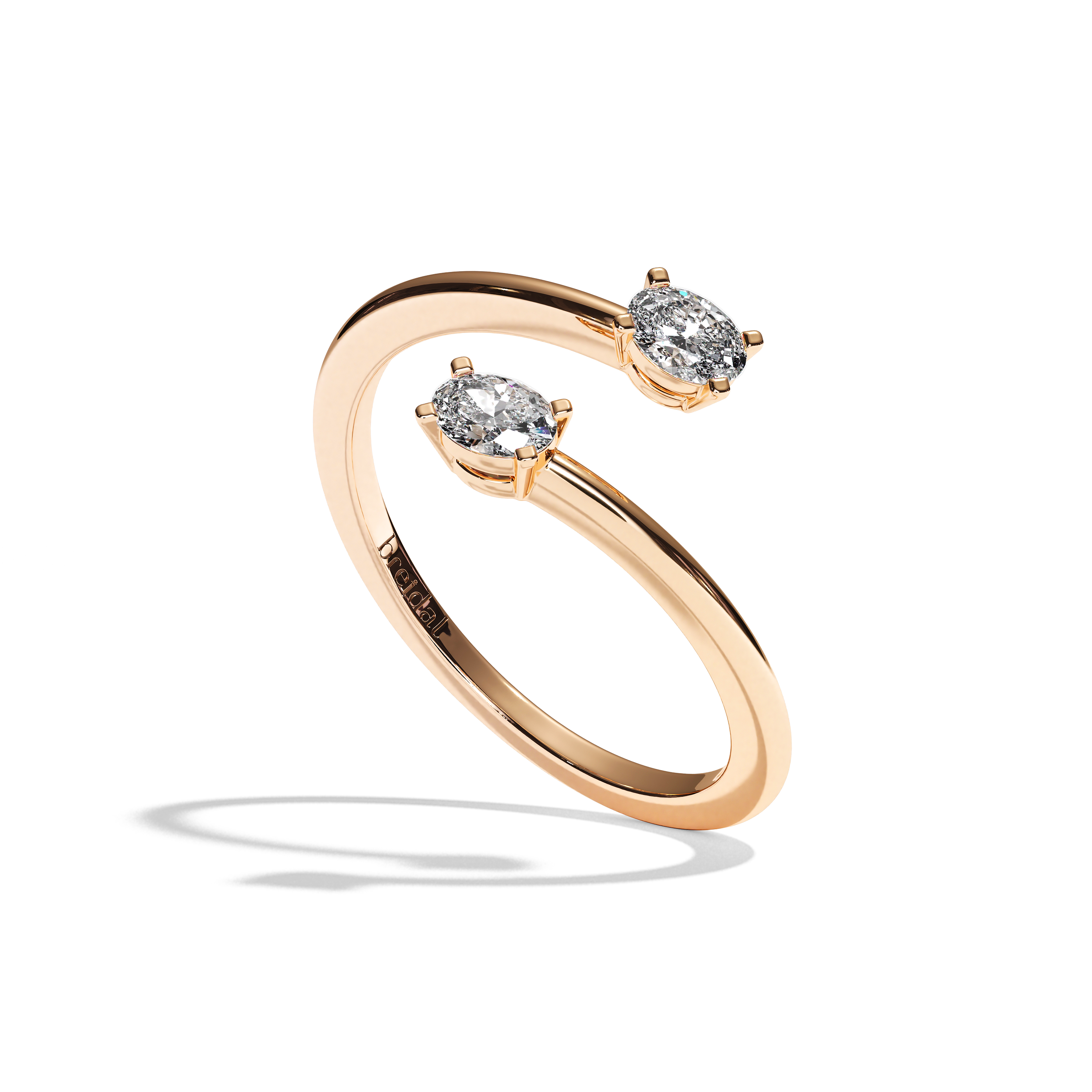 Bague toi et moi diamant ovale or blanc - Vivante
