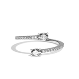 Bague toi et moi diamant ovale or jaune - Vivante pavée