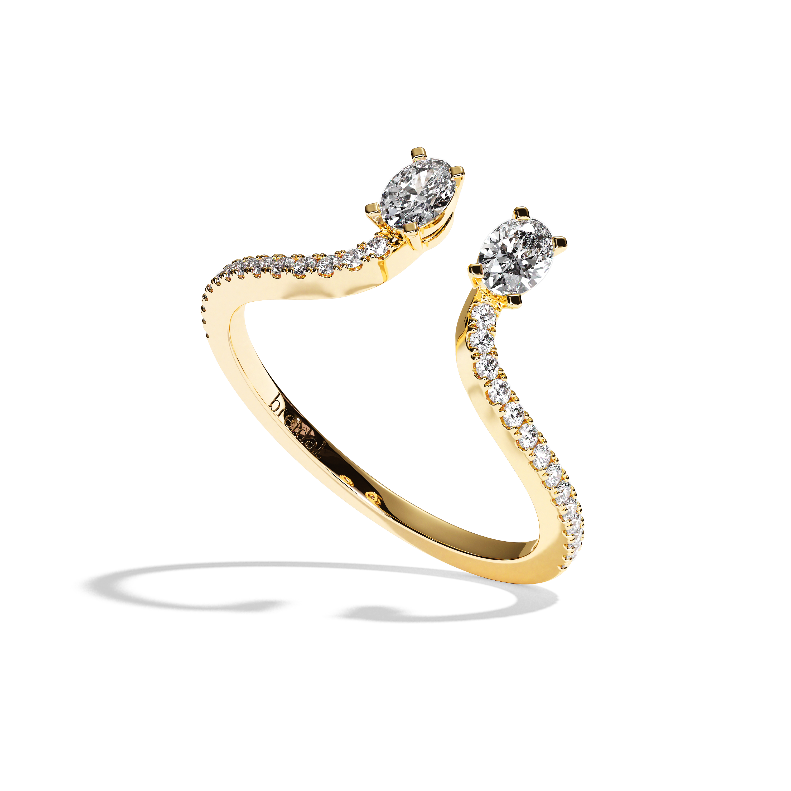 Bague toi et moi diamant ovale or blanc - Sereine pavée