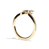 Bague toi et moi diamant ovale or jaune - Sereine pavée