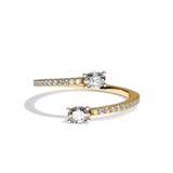 Bague toi et moi diamant ovale or jaune - Vivante pavée