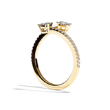 Bague toi et moi diamant ovale or jaune - Vivante pavée