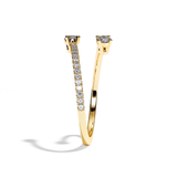 Bague toi et moi diamant ovale or jaune - Vivante pavée