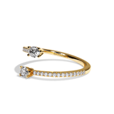 Bague toi et moi diamant ovale or jaune - Vivante pavée