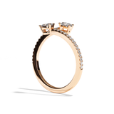 Bague toi et moi diamant ovale or jaune - Vivante pavée