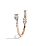 Bague toi et moi diamant ovale or jaune - Vivante pavée