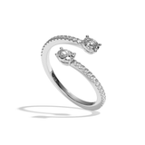 Bague toi et moi diamant ovale or jaune - Vivante pavée