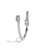 Bague toi et moi diamant ovale or jaune - Vivante pavée