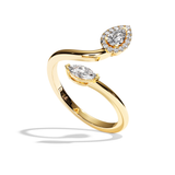 Bague toi et moi diamant poire / navette or blanc - Digne halo