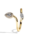 Bague toi et moi diamant poire / navette or blanc - Digne halo