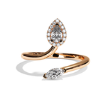 Bague toi et moi diamant poire / navette or blanc - Digne halo
