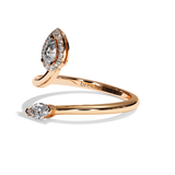 Bague toi et moi diamant poire / navette or blanc - Digne halo
