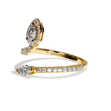 Bague toi et moi diamant poire / navette or blanc - Digne halo pavée