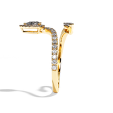 Bague toi et moi diamant poire / navette or blanc - Digne halo pavée