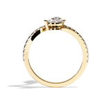 Bague toi et moi diamant poire / navette or blanc - Digne halo pavée