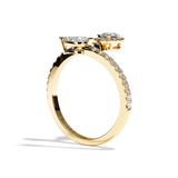 Bague toi et moi diamant poire / navette or blanc - Digne halo pavée