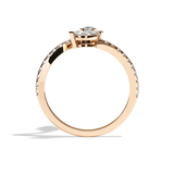 Bague toi et moi diamant poire / navette or blanc - Digne halo pavée