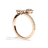 Bague toi et moi diamant poire / navette or blanc - Digne halo pavée