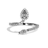 Bague toi et moi diamant poire / navette or blanc - Digne halo pavée
