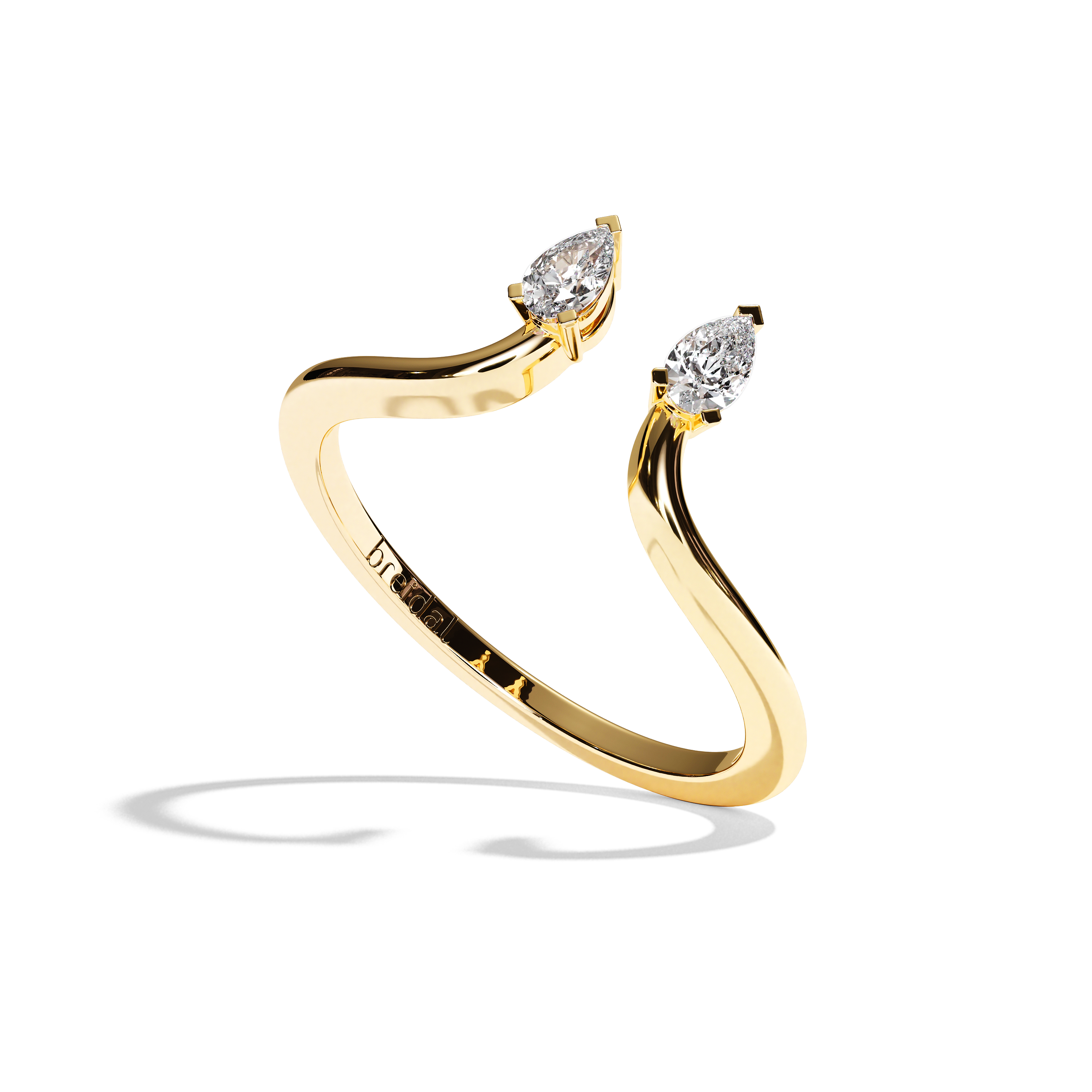 Bague toi et moi diamant poire or blanc - Sereine