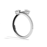 Bague toi et moi diamant poire or rose - Vivante pavée
