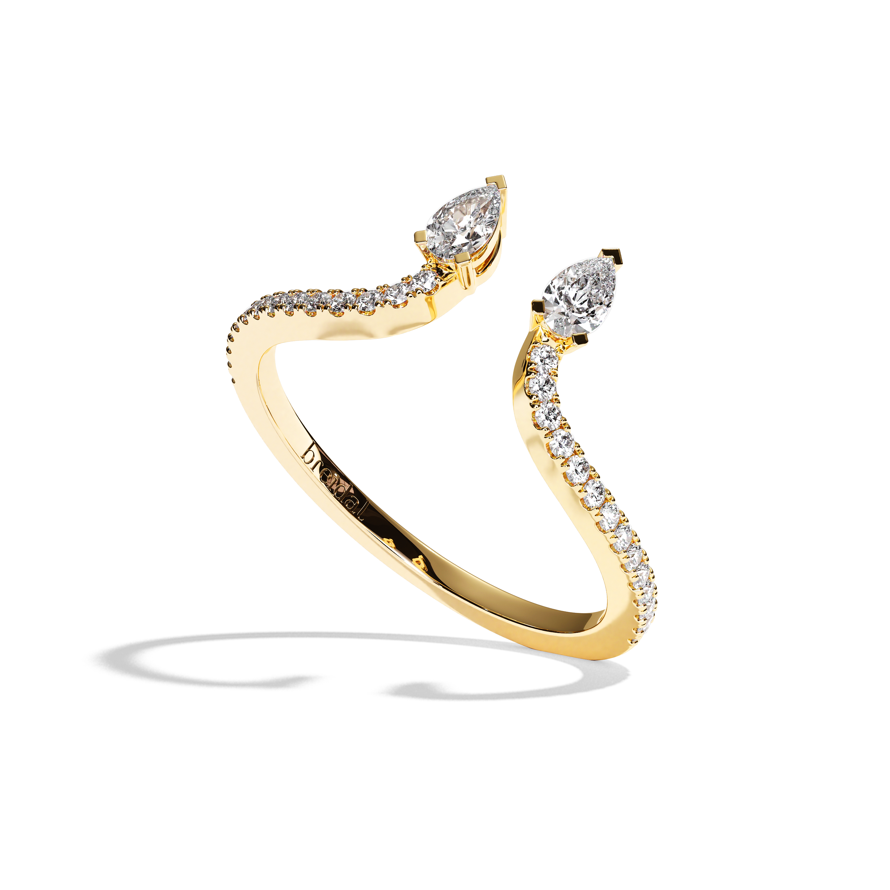 Bague toi et moi diamant poire or blanc - Sereine pavée
