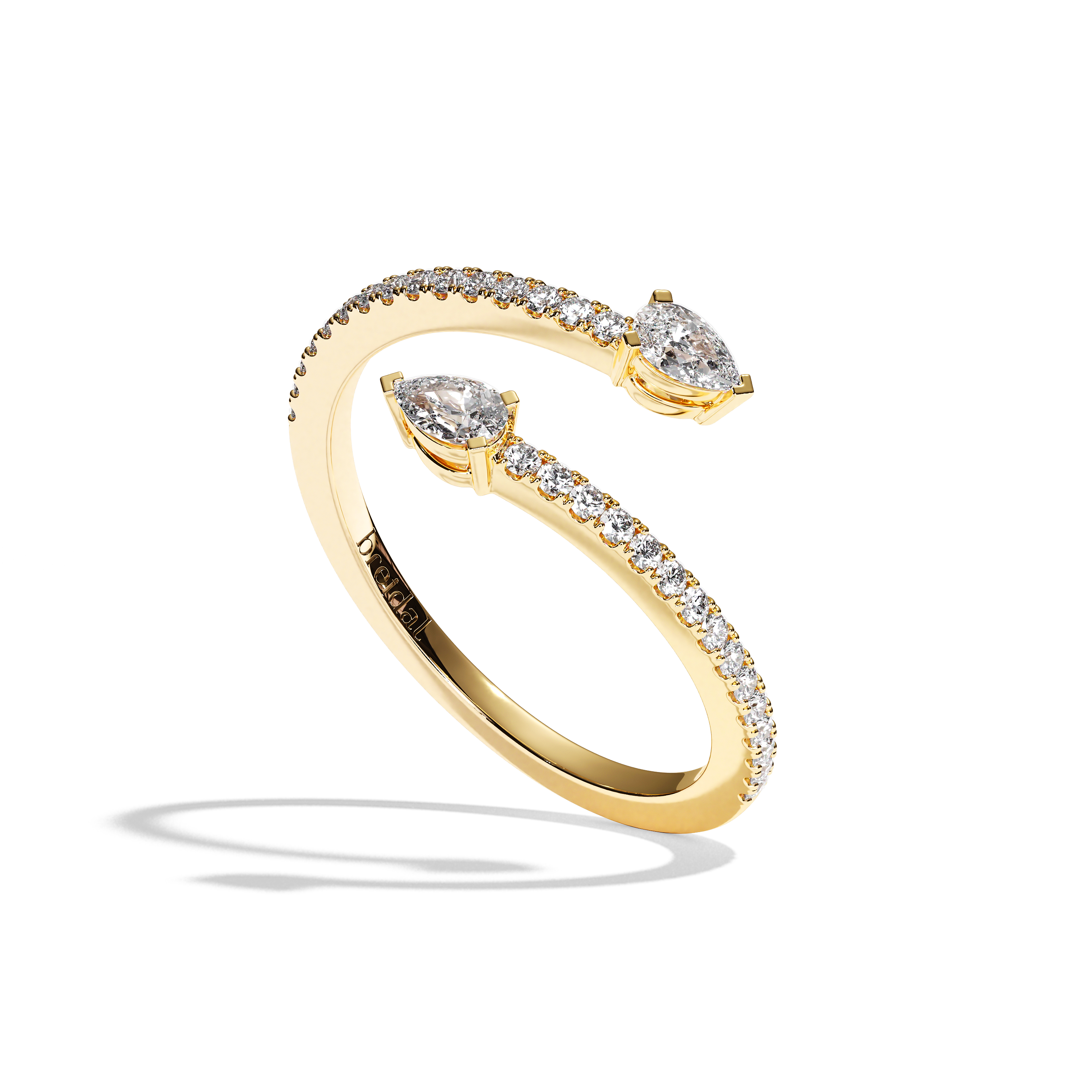 Bague toi et moi diamant poire or blanc - Vivante pavée