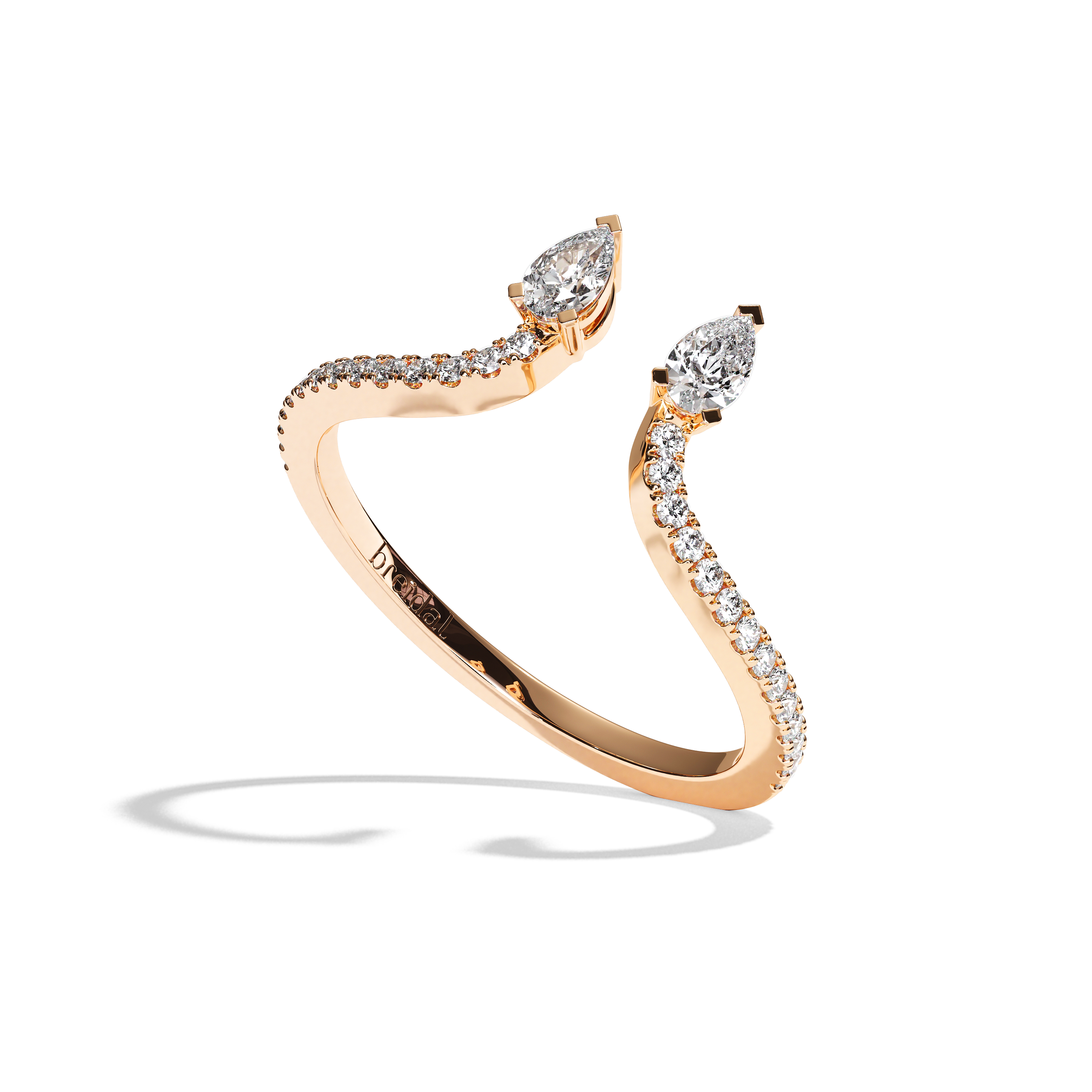 Bague toi et moi diamant poire or blanc - Sereine pavée