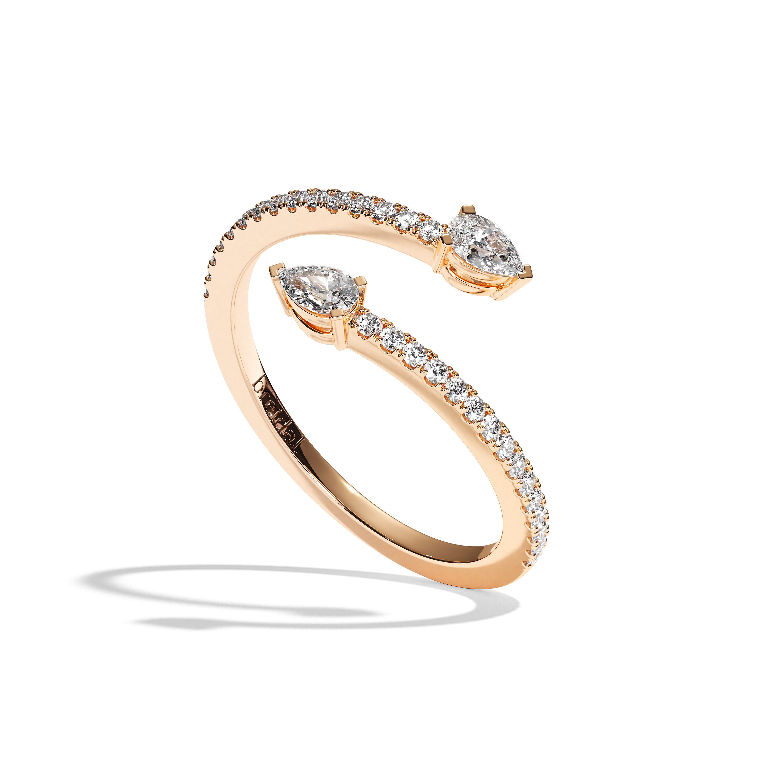 Bague toi et moi diamant poire or blanc - Vivante pavée