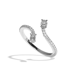 Bague toi et moi ovale et radiant platine - Assidue pavée