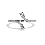 Bague toi et moi ovale et radiant platine - Assidue pavée