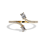 Bague toi et moi ovale et radiant platine - Assidue pavée