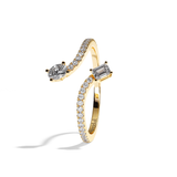 Bague toi et moi ovale et radiant platine - Assidue pavée