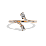 Bague toi et moi ovale et radiant platine - Assidue pavée