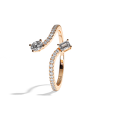 Bague toi et moi ovale et radiant platine - Assidue pavée