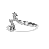 Bague toi et moi ovale et radiant platine - Assidue pavée