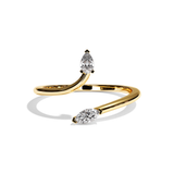 Bague toi et moi poire et navette or rose - Digne
