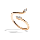 Bague toi et moi poire et navette or rose - Digne