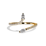 Bague toi et moi poire & navette or blanc - Digne pavée