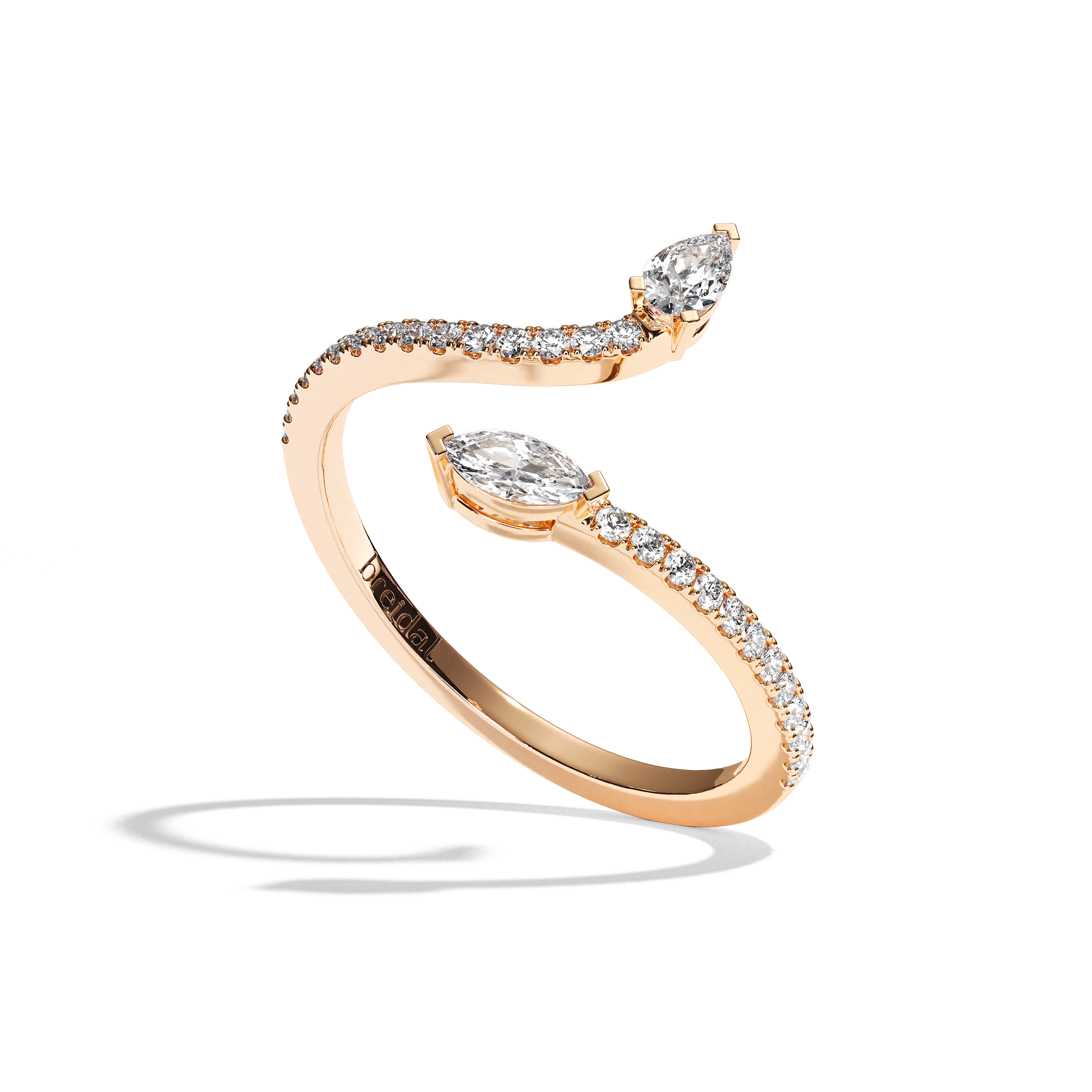 Bague toi et moi poire & navette or blanc - Digne pavée