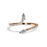 Bague toi et moi poire & navette or blanc - Digne pavée