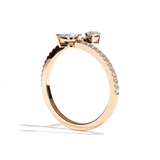 Bague toi et moi poire & navette or blanc - Digne pavée