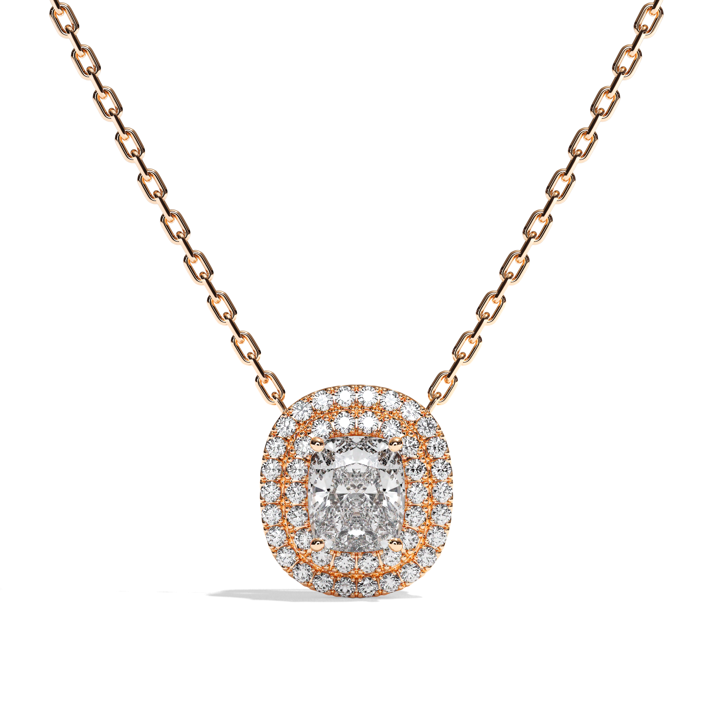 Collier Diamant Coussin - Double Entourage - La Craintive