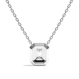 Collier Diamant Taille Emeraude - Double Entourage - La Discrète