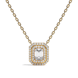 Collier Diamant Taille Emeraude - Double Entourage - La Discrète