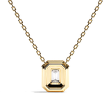 Collier Diamant Taille Emeraude - Double Entourage - La Discrète